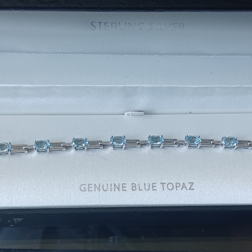 Sterling Silver Genuine Blue Topaz Bracelet